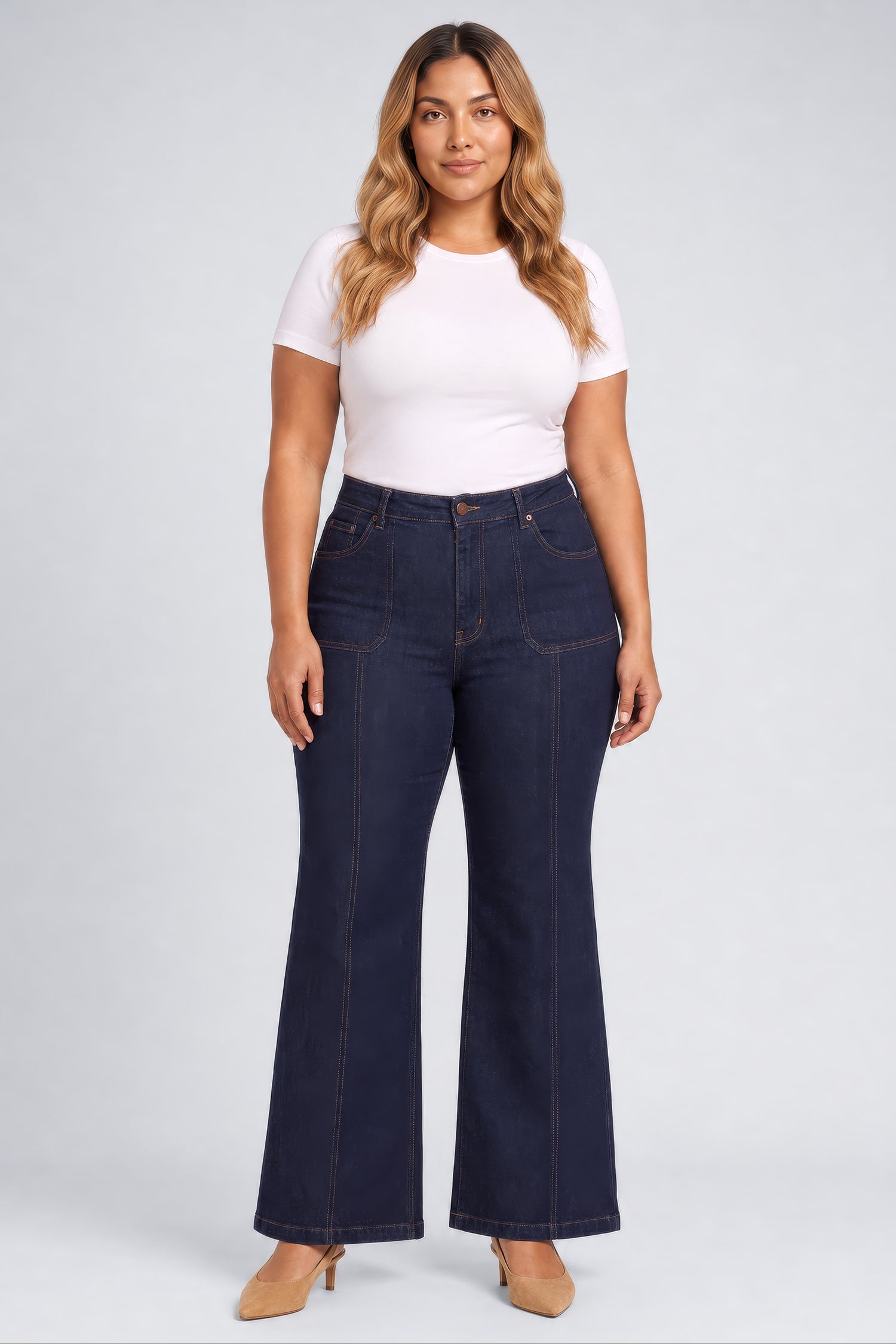 NYDJ Mia Palazzo Jeans In Plus Size With High Rise, Utility Pockets And 31" Inseam - Rinse