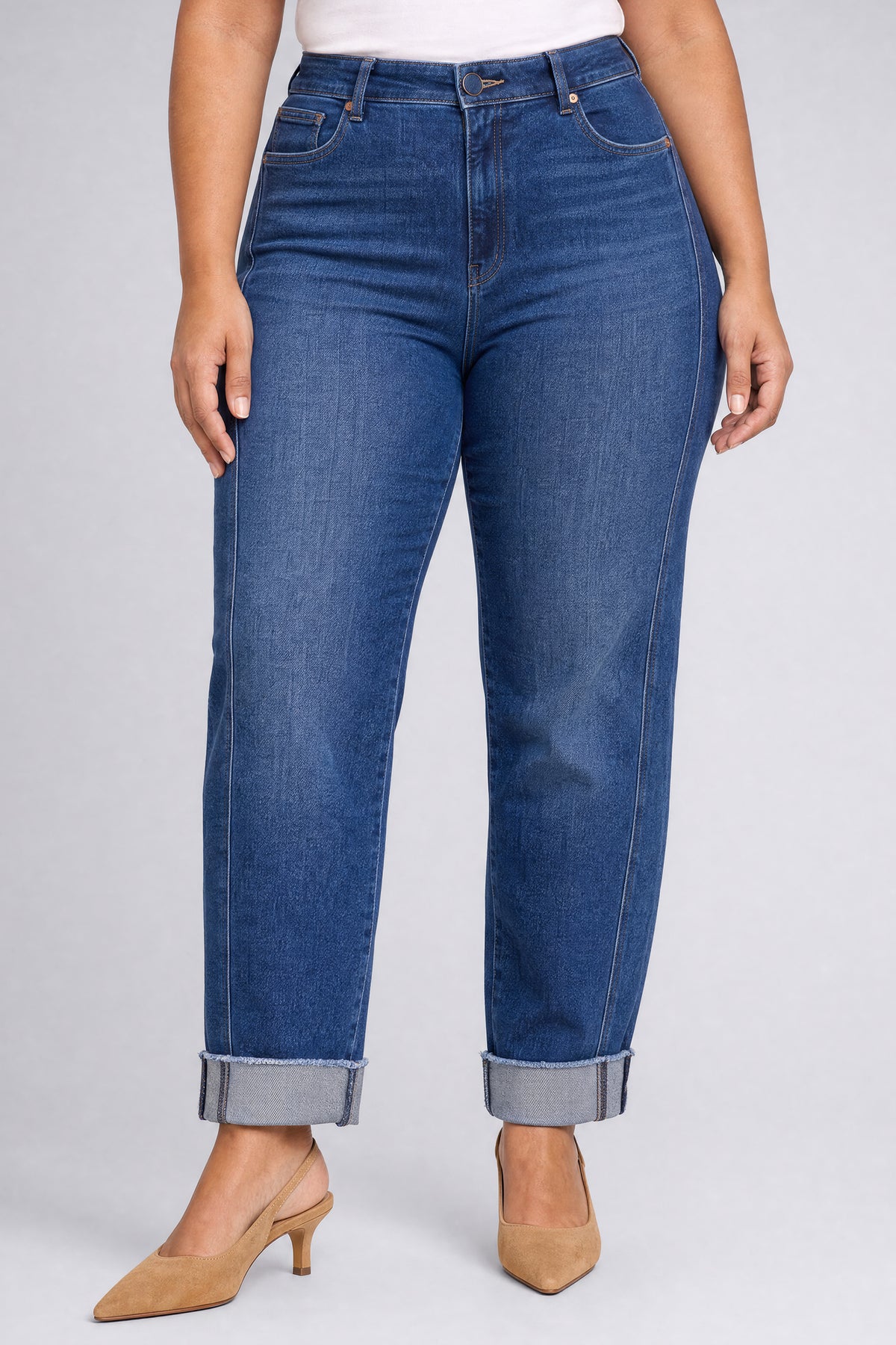 NYDJ Kasey Stovepipe Ankle Jeans In Plus Size With Super High Rise, Seam Detail And Raw Cuffs - Anthurium