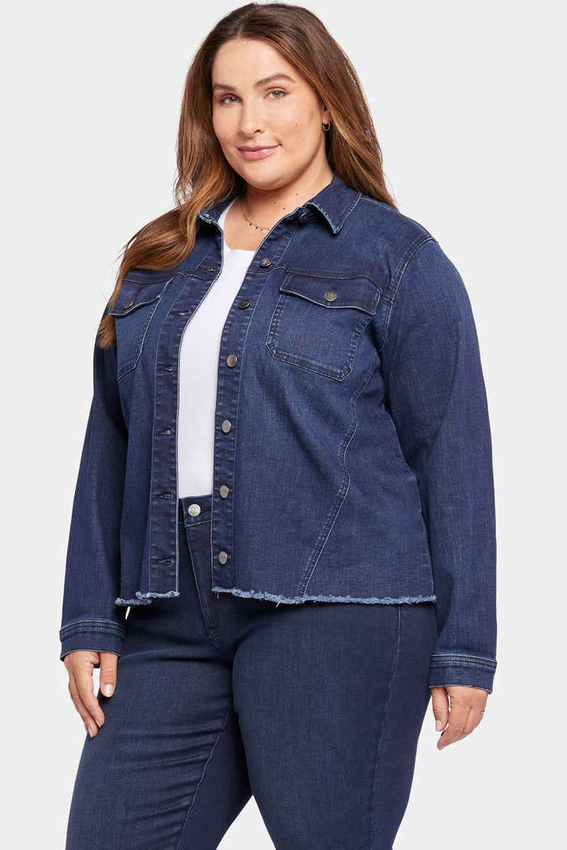 Plus size ruffle denim jacket hotsell