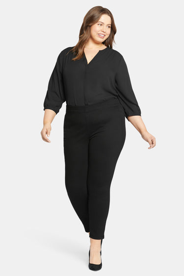 NYDJ Skinny Ankle Pull-on Jeans In Plus Size With Sideseam Slit - Black