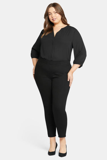 NYDJ Skinny Ankle Pull-on Jeans In Plus Size With Sideseam Slit - Black