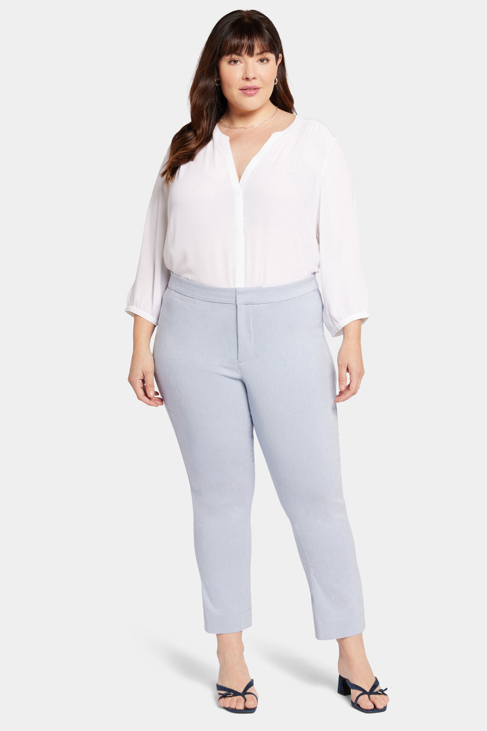 NYDJ Slim Trouser Ankle Pants In Plus Size  - Light Blue Heather