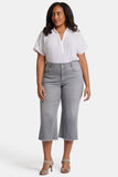 NYDJ Brigitte Wide Leg Capri Jeans In Plus Size With High Rise And Frayed Hems - Rock Sand