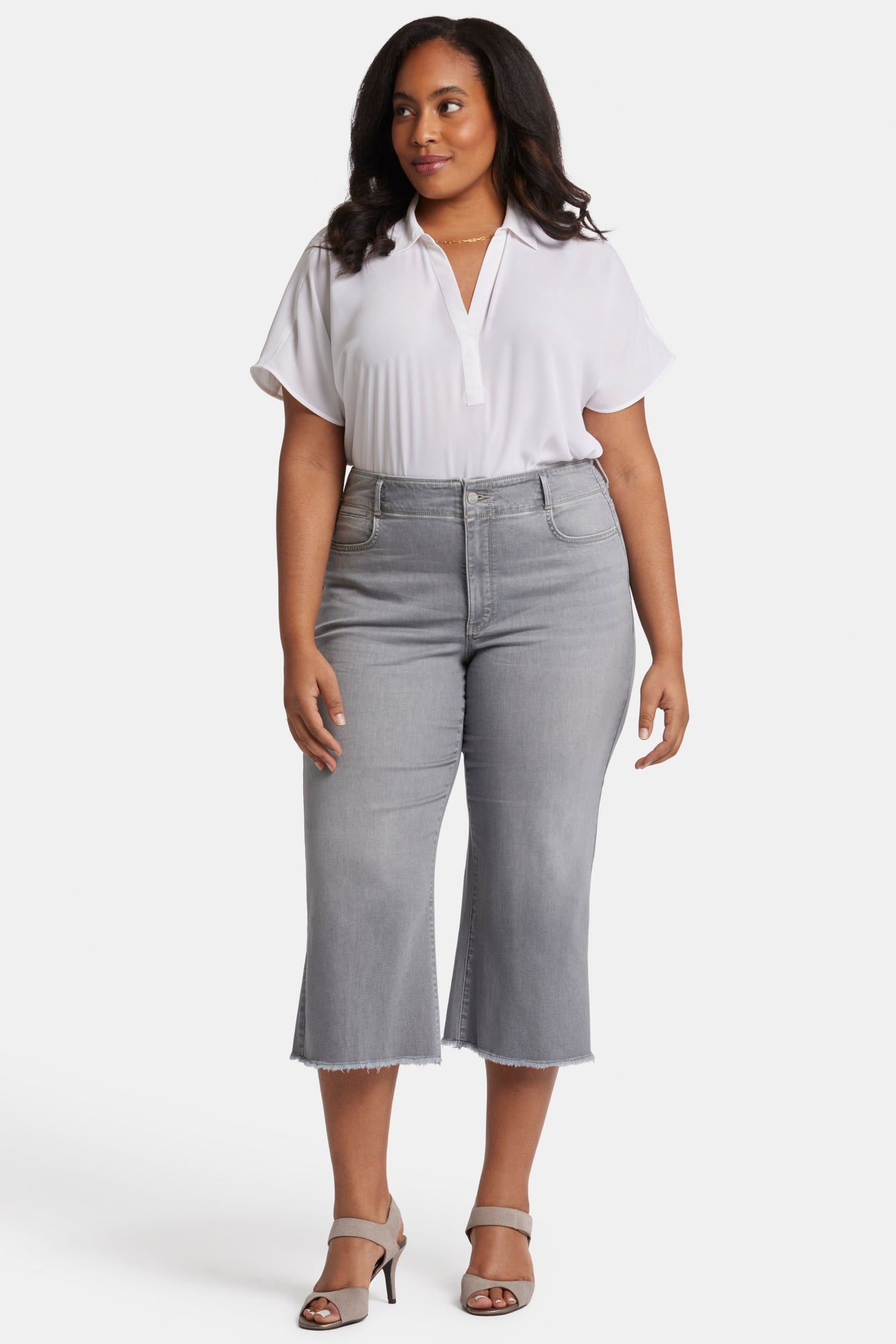 Brigitte Wide Leg Capri Jeans In Plus Size With High Rise And