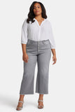 NYDJ Teresa Wide Leg Ankle Jeans In Plus Size With High Rise And Frayed Hems - Rock Sand
