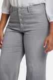 NYDJ Teresa Wide Leg Ankle Jeans In Plus Size With High Rise And Frayed Hems - Rock Sand