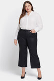 NYDJ Coated Teresa Wide Leg Ankle Jeans In Plus Size With 1" Hems - Black Coated