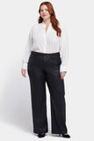 NYDJ Coated Teresa Wide Leg Jeans In Plus Size With 1 1/2" Hems - Black Coated