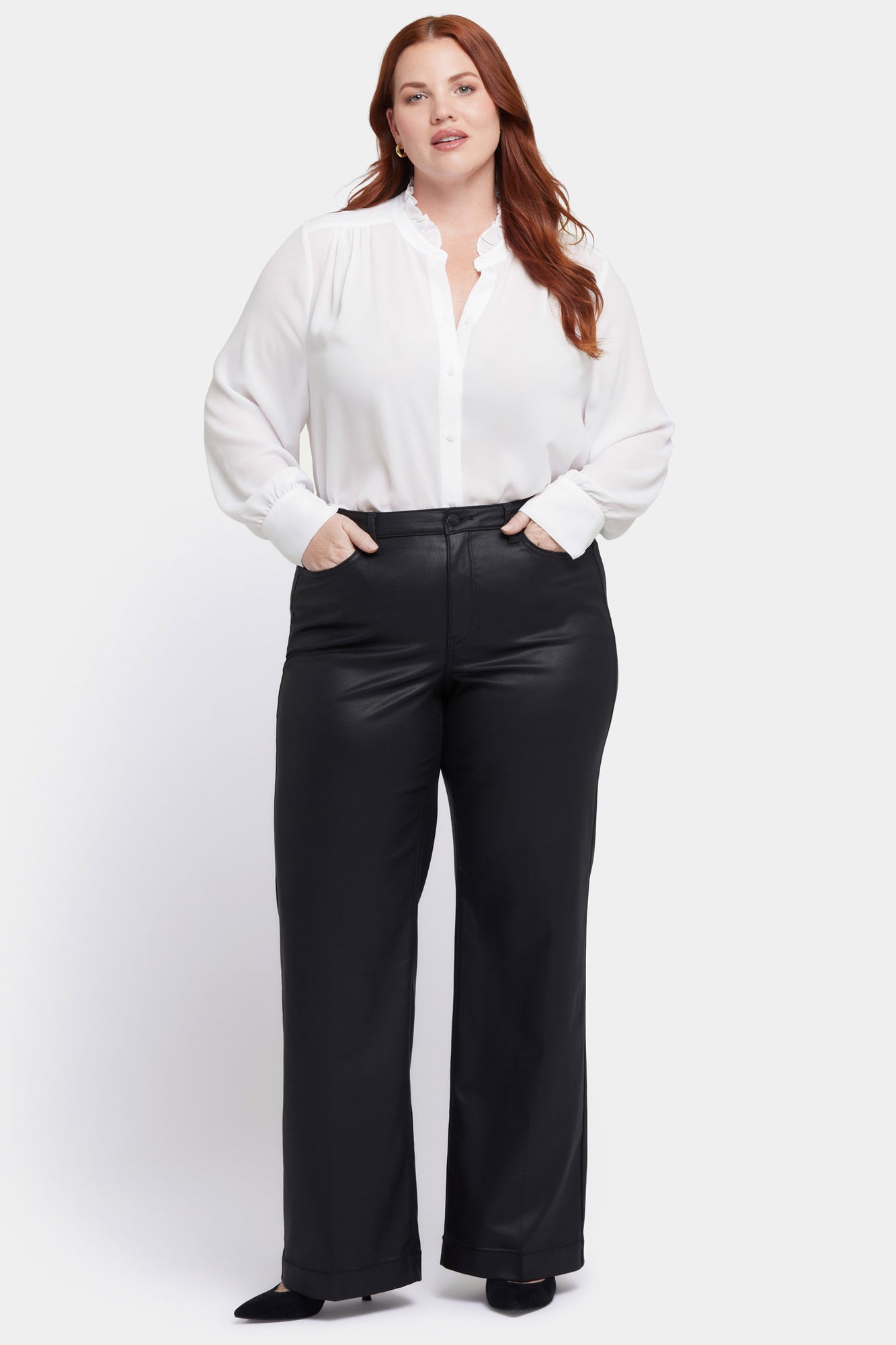 NYDJ Coated Teresa Wide Leg Jeans In Plus Size With 1 1/2