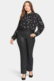 NYDJ Coated Marilyn Straight Jeans In Plus Size  - Black Coated