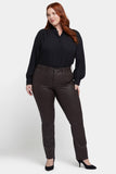 NYDJ Coated Marilyn Straight Jeans In Plus Size  - Coffee Bean Coated