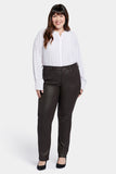 NYDJ Coated Marilyn Straight Jeans In Plus Size  - Cordovan Coated