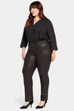 NYDJ Uplift Coated Marilyn Straight Jeans In Plus Size  - Black Coated