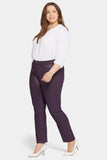 NYDJ Uplift Coated Marilyn Straight Jeans In Plus Size  - Eggplant Coated