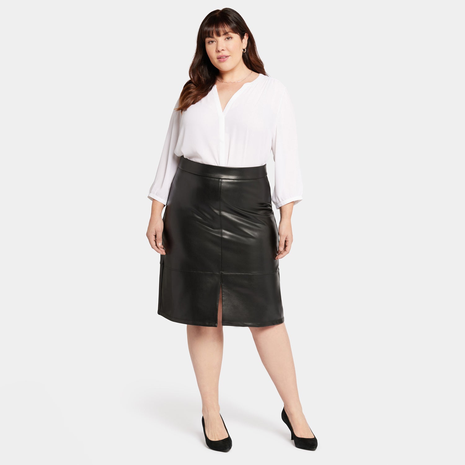 Faux Leather A-Line Skirt In Plus Size Sculpt-Her™ Collection