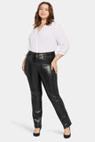 NYDJ Faux Leather Marilyn Straight Pants In Plus Size Sculpt-Her™ Collection - Black