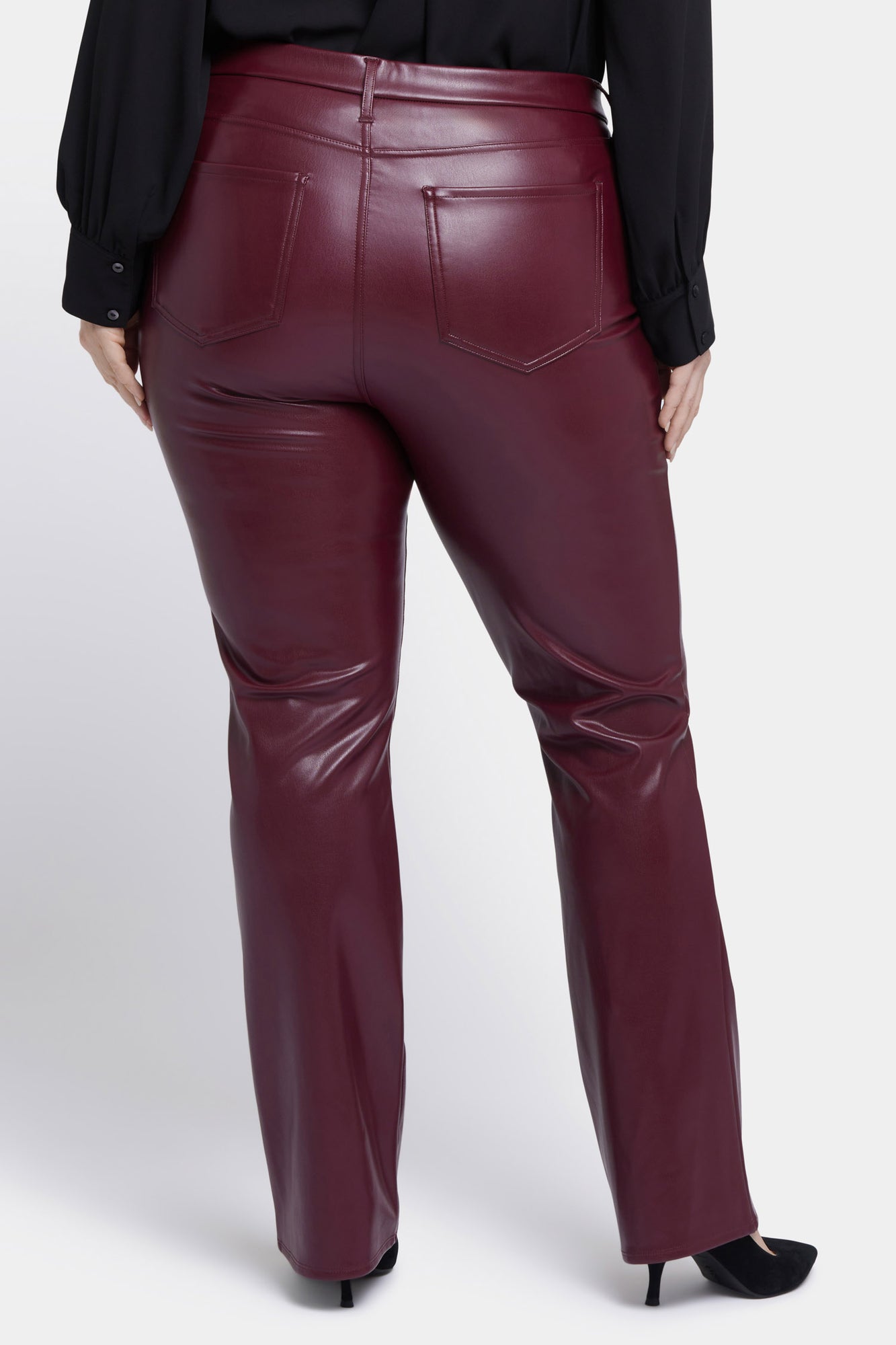 NYDJ Faux Leather Marilyn Straight Pants In Plus Size Sculpt-Her™ Collection - Tavern