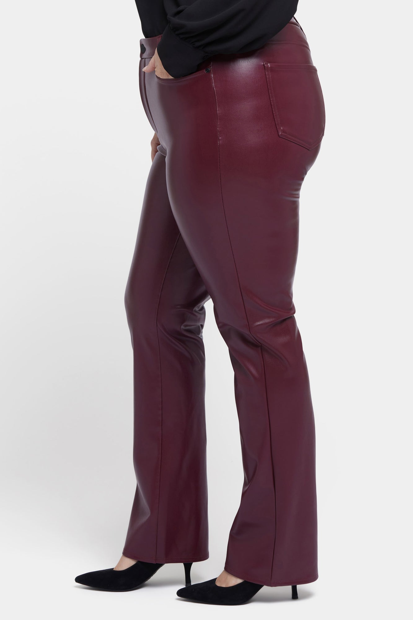 NYDJ Faux Leather Marilyn Straight Pants In Plus Size Sculpt-Her™ Collection - Tavern