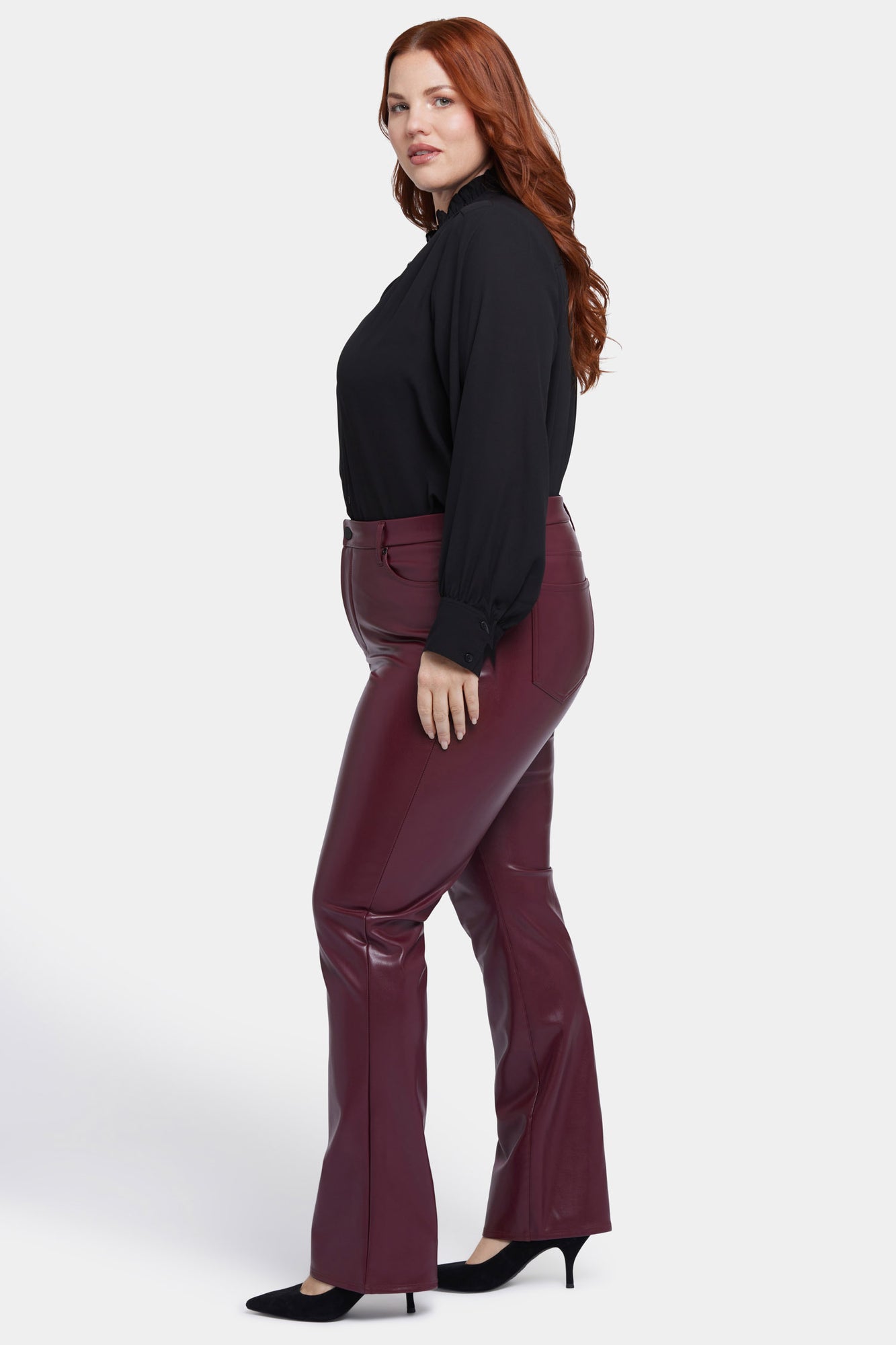 Plus size red faux leather pants best sale