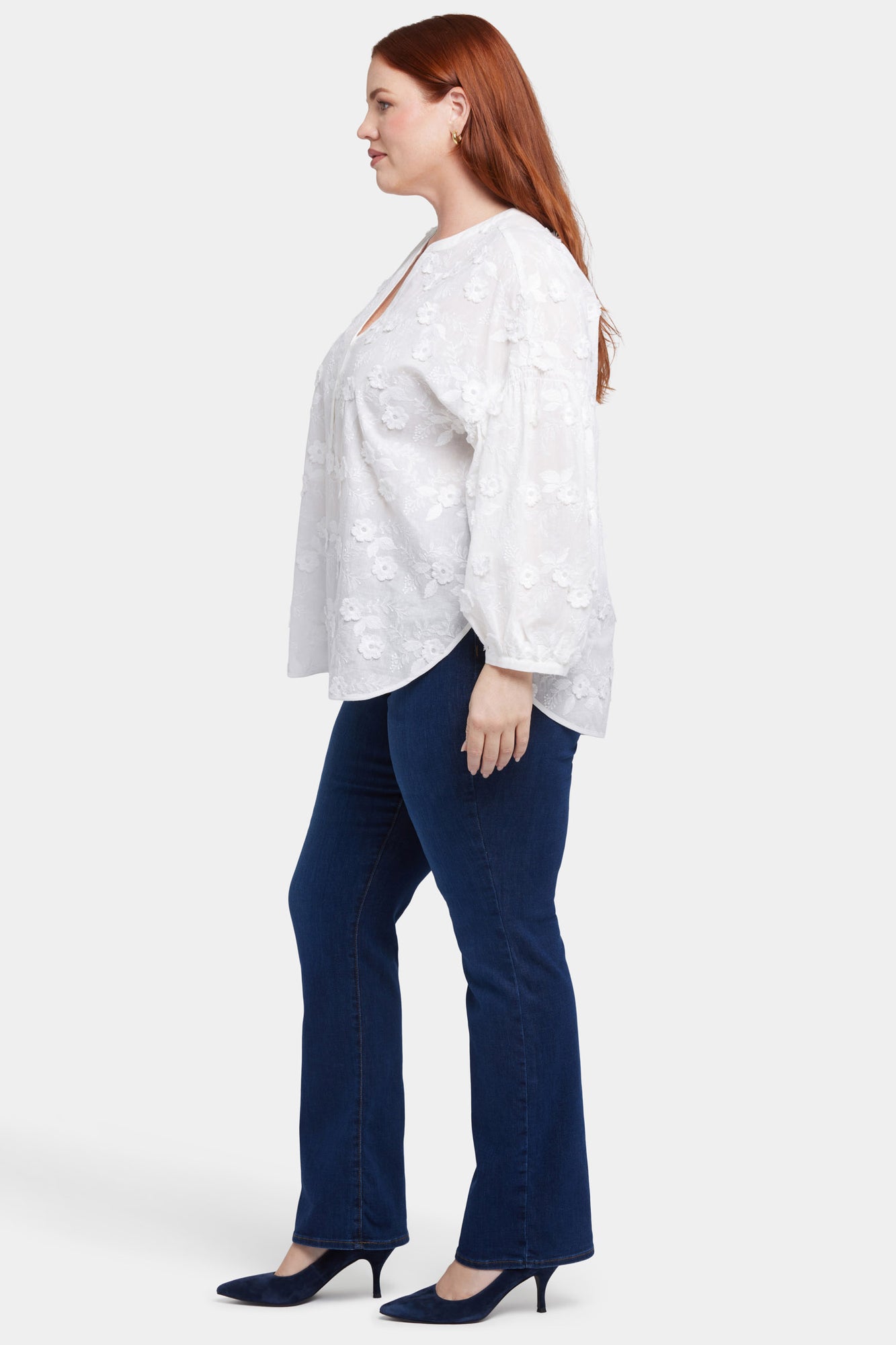 NYDJ Paulina Peasant Blouse In Plus Size  - Optic White