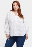 NYDJ Paulina Peasant Blouse In Plus Size  - Optic White