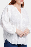 NYDJ Paulina Peasant Blouse In Plus Size  - Optic White