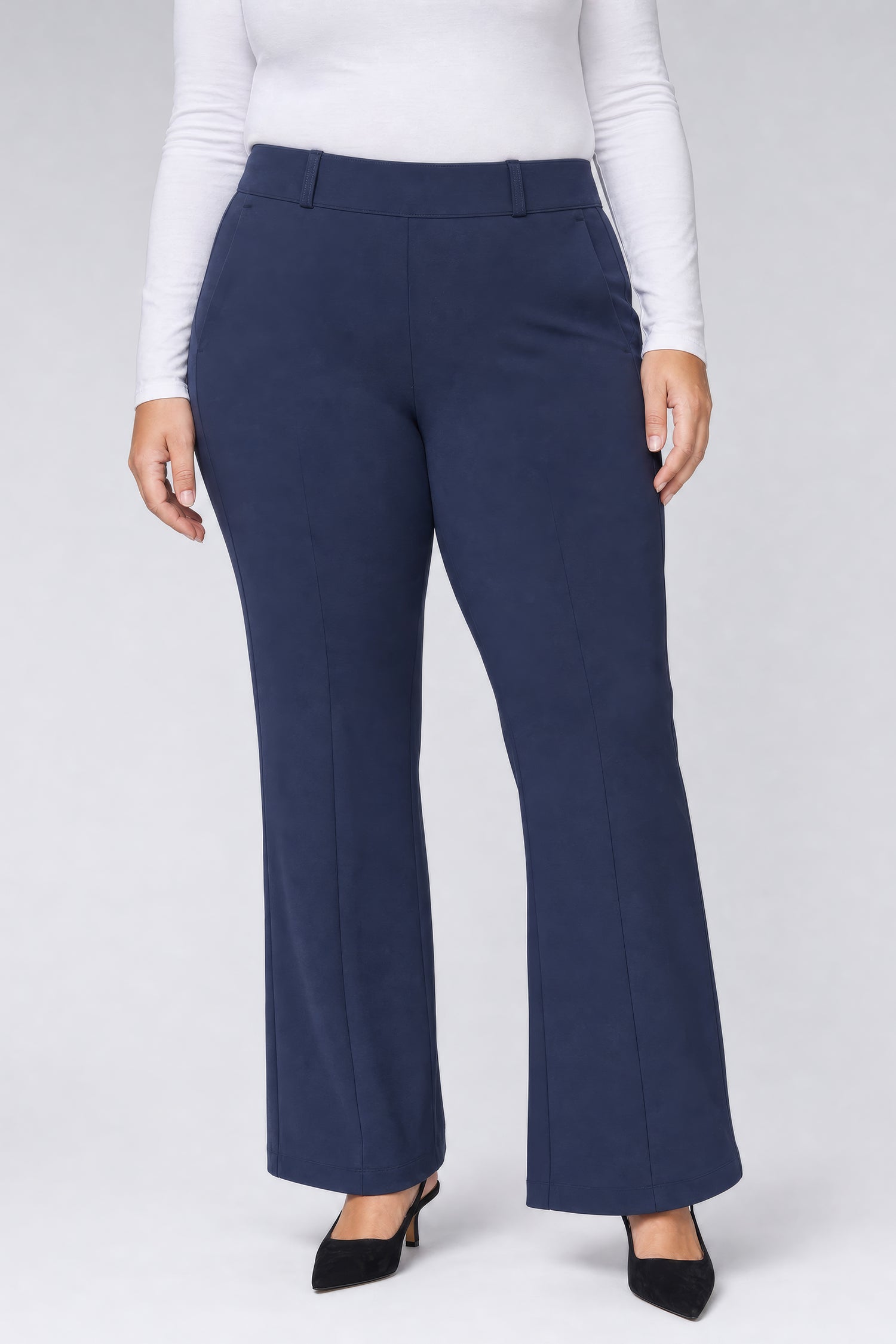 NYDJ Pull-On Flared Trouser Pants In Plus Size Sculpt-Her™ Collection - Oxford Navy