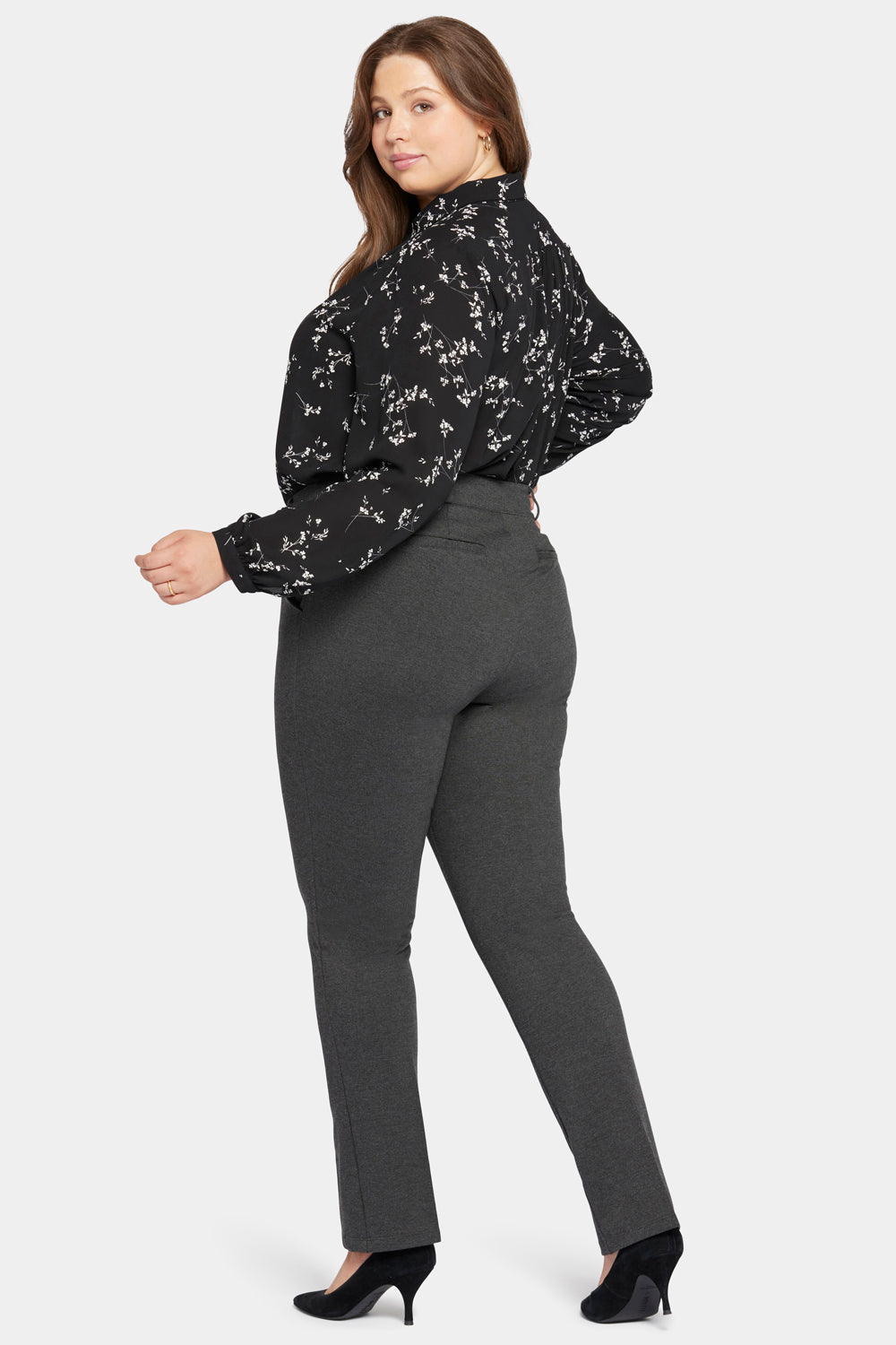 NYDJ Classic Trouser Pants In Plus Size Sculpt-Her™ Collection - Charcoal Heathered