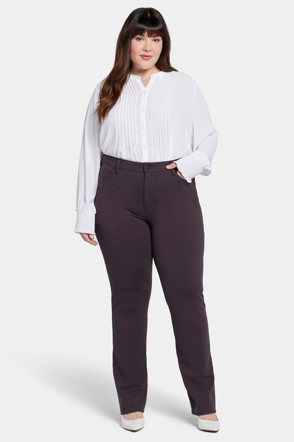 NYDJ Marilyn Straight Pants In Plus Size Sculpt-Her™ Collection - Cordovan