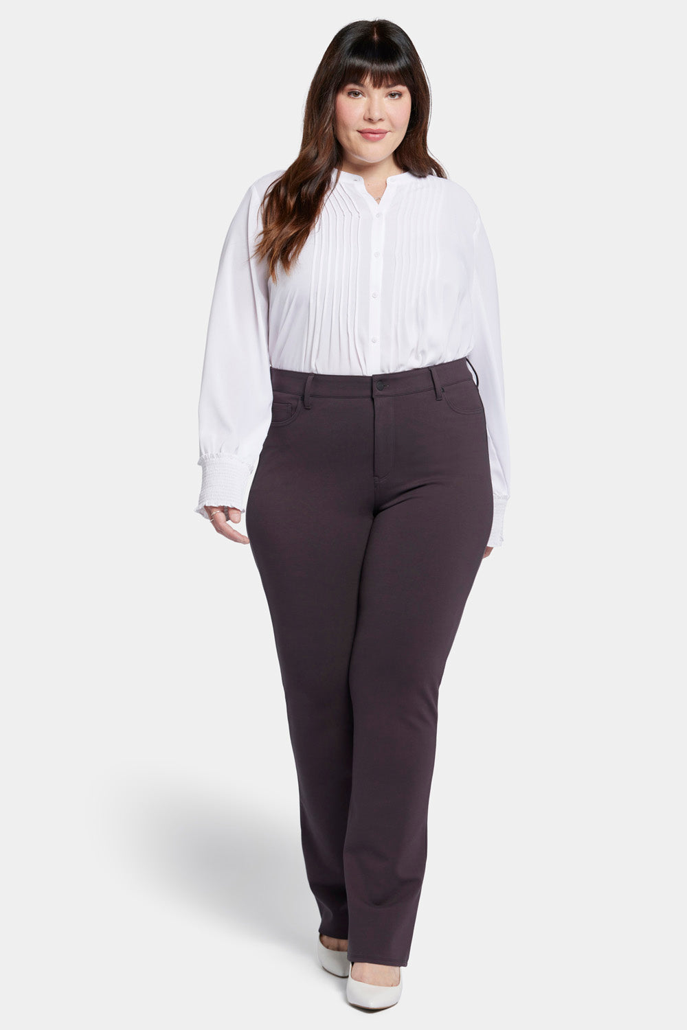 NYDJ Marilyn Straight Pants In Plus Size Sculpt-Her™ Collection - Cordovan