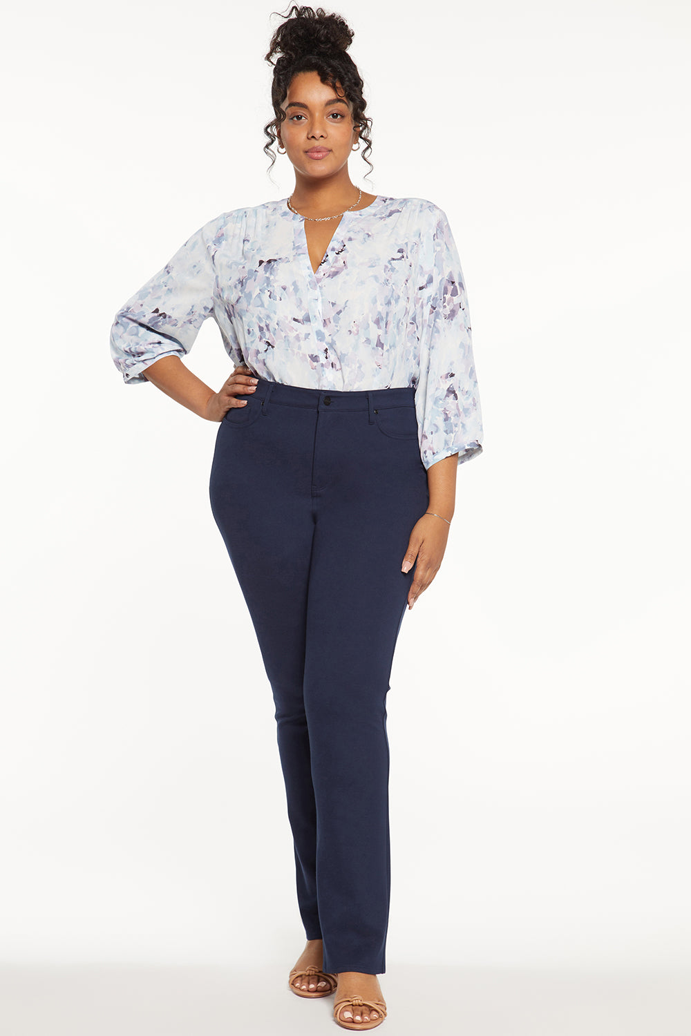 NYDJ Marilyn Straight Pants In Plus Size Sculpt-Her™ Collection - Oxford Navy