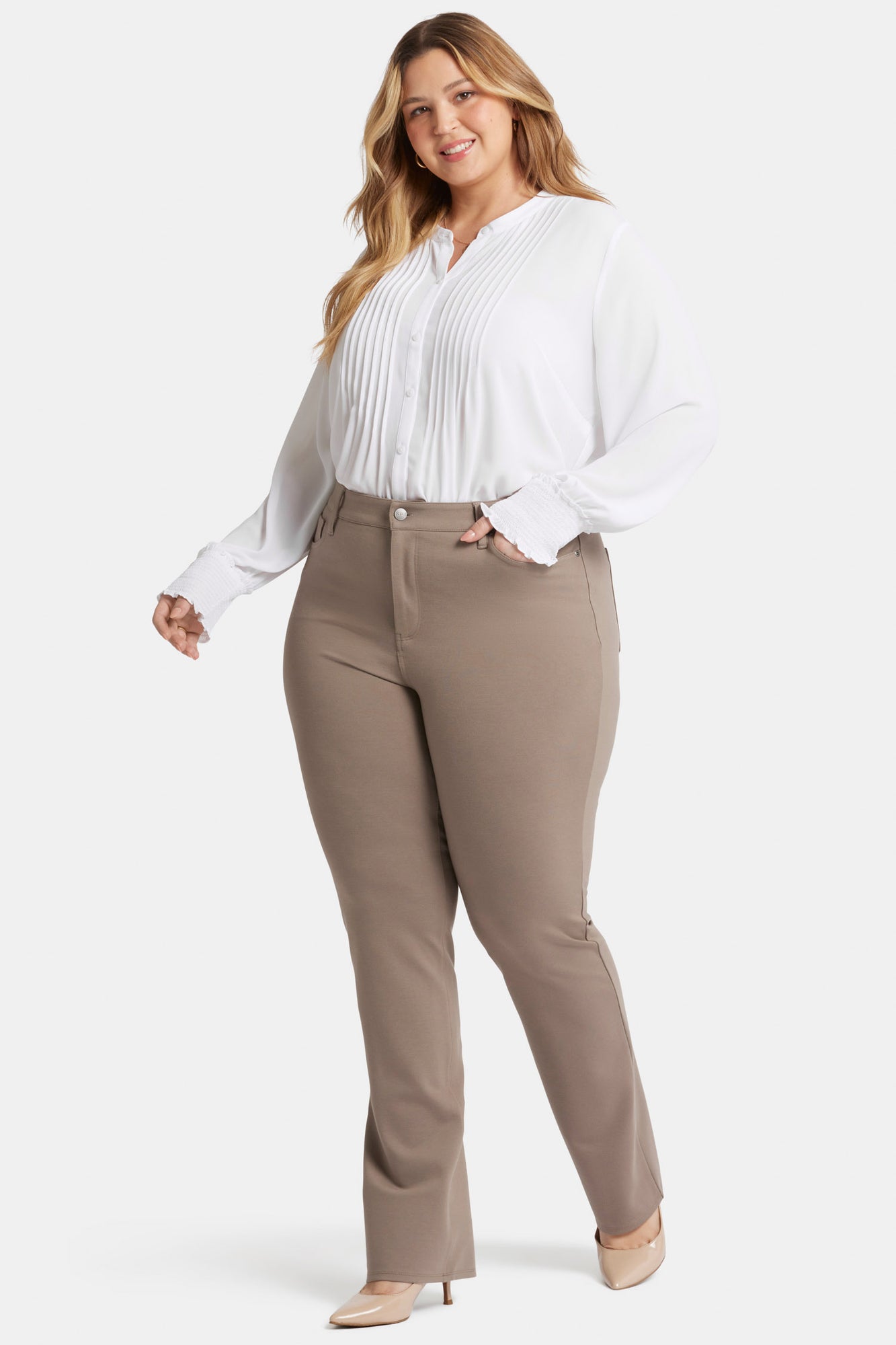 NYDJ Marilyn Straight Pants In Plus Size Sculpt-Her™ Collection - Saddlewood