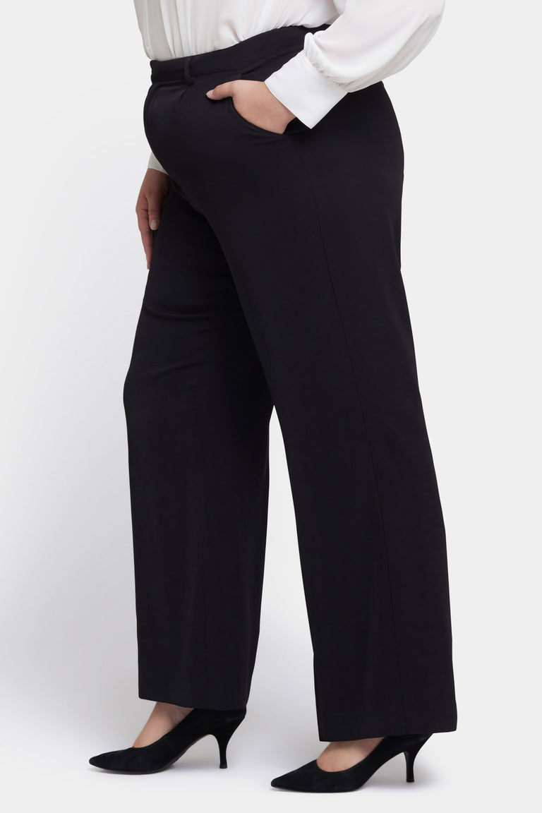 Nydj Plus Size Wide Leg Trouser Pants - Black