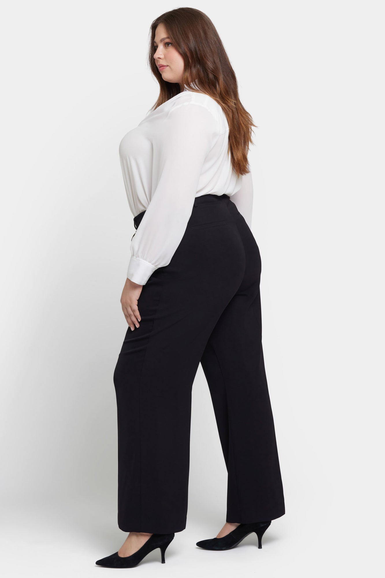 NYDJ Wide Leg Trouser Pants In Plus Size  - Black