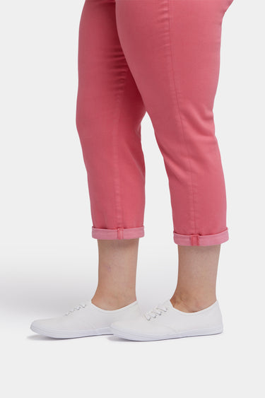 NYDJ Chloe Skinny Capri Jeans In Plus Size In Cool Embrace® Denim With Roll Cuffs - Spiced Coral