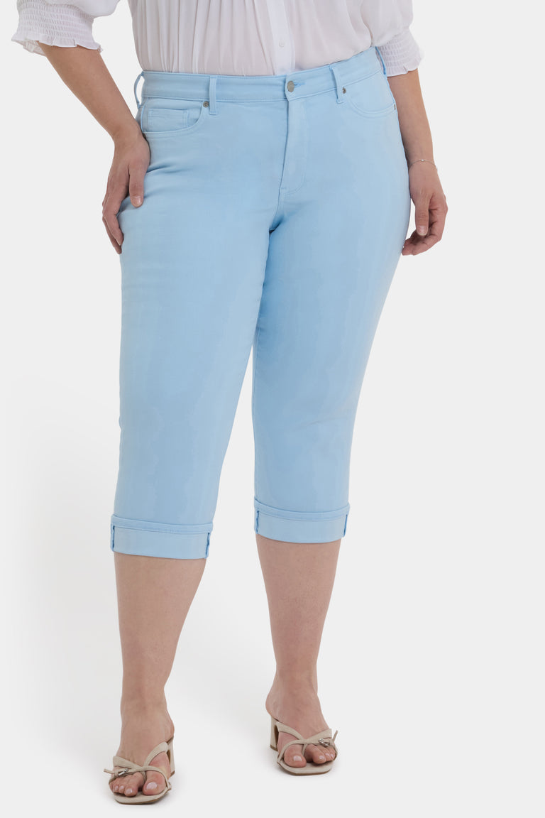 NYDJ Marilyn Straight Crop Jeans In Plus Size In Cool Embrace® Denim With Cuffs - Aquatic