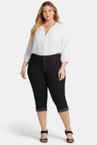 NYDJ Marilyn Straight Crop Jeans In Plus Size In Cool Embrace® Denim With Cuffs - Black