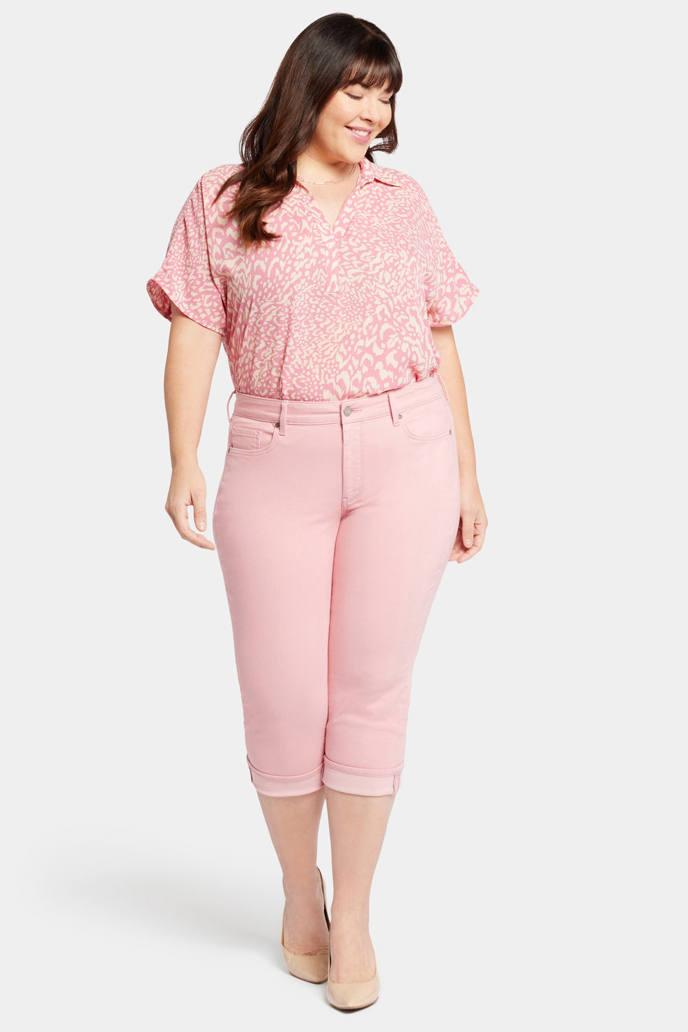 NYDJ Marilyn Straight Crop Jeans In Plus Size In Cool Embrace® Denim With Cuffs - Aphrodite