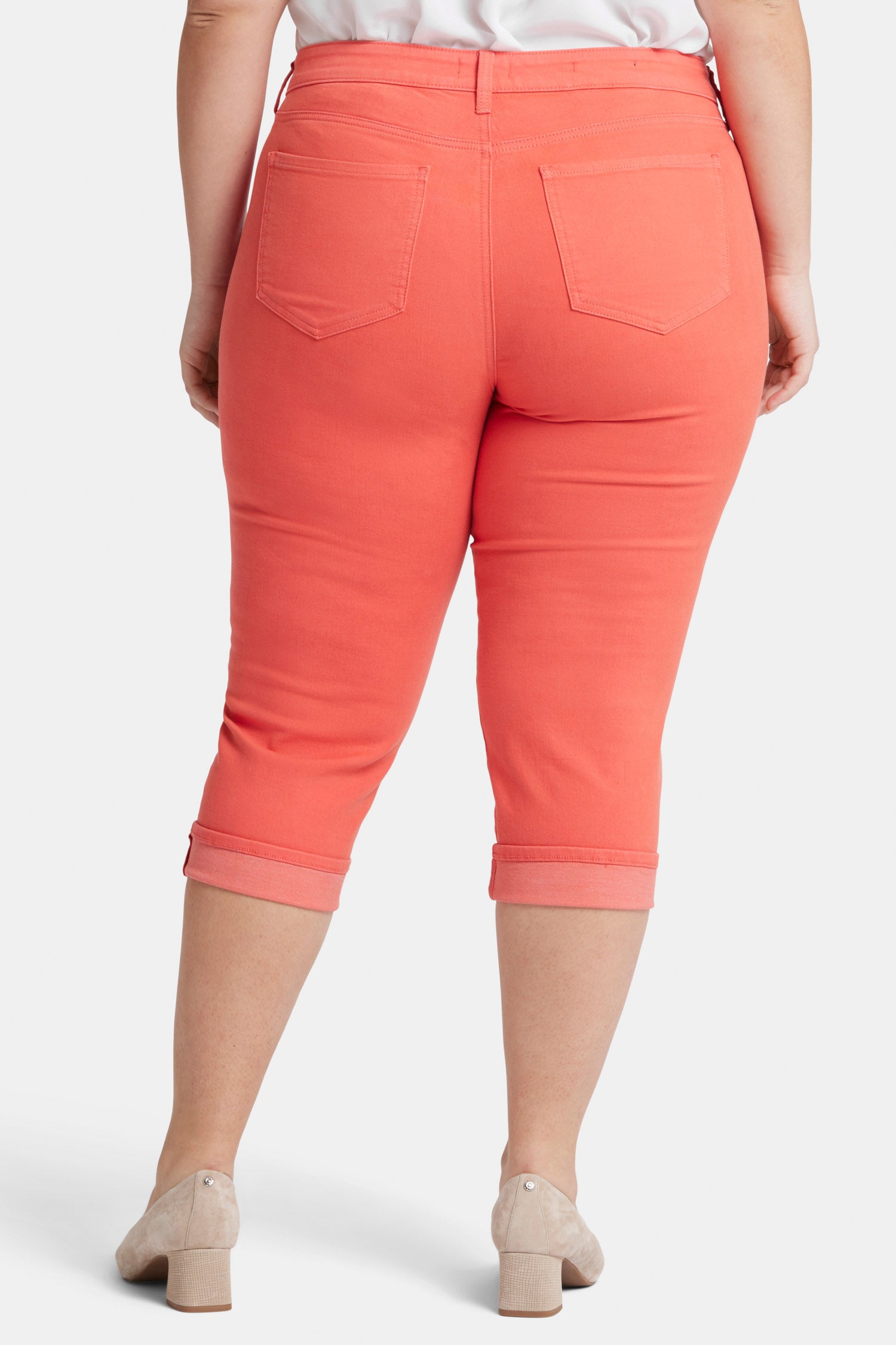 Marilyn Straight Crop Jeans In Plus Size In Cool Embrace® Denim With Cuffs  - Fruit Punch Pink | NYDJ