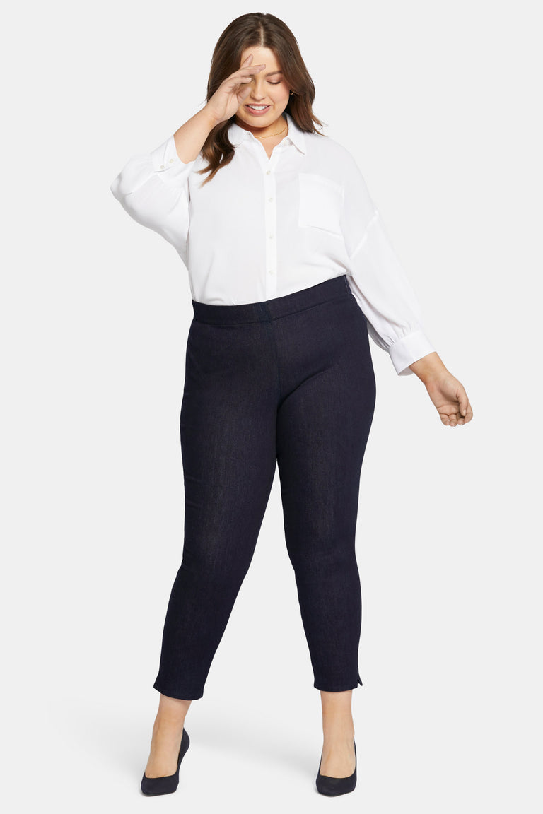 NYDJ Skinny Ankle Pull-on Jeans In Plus Size With Sideseam Slit - Rinse