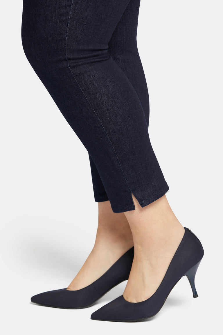 NYDJ Skinny Ankle Pull-on Jeans In Plus Size With Sideseam Slit - Rinse