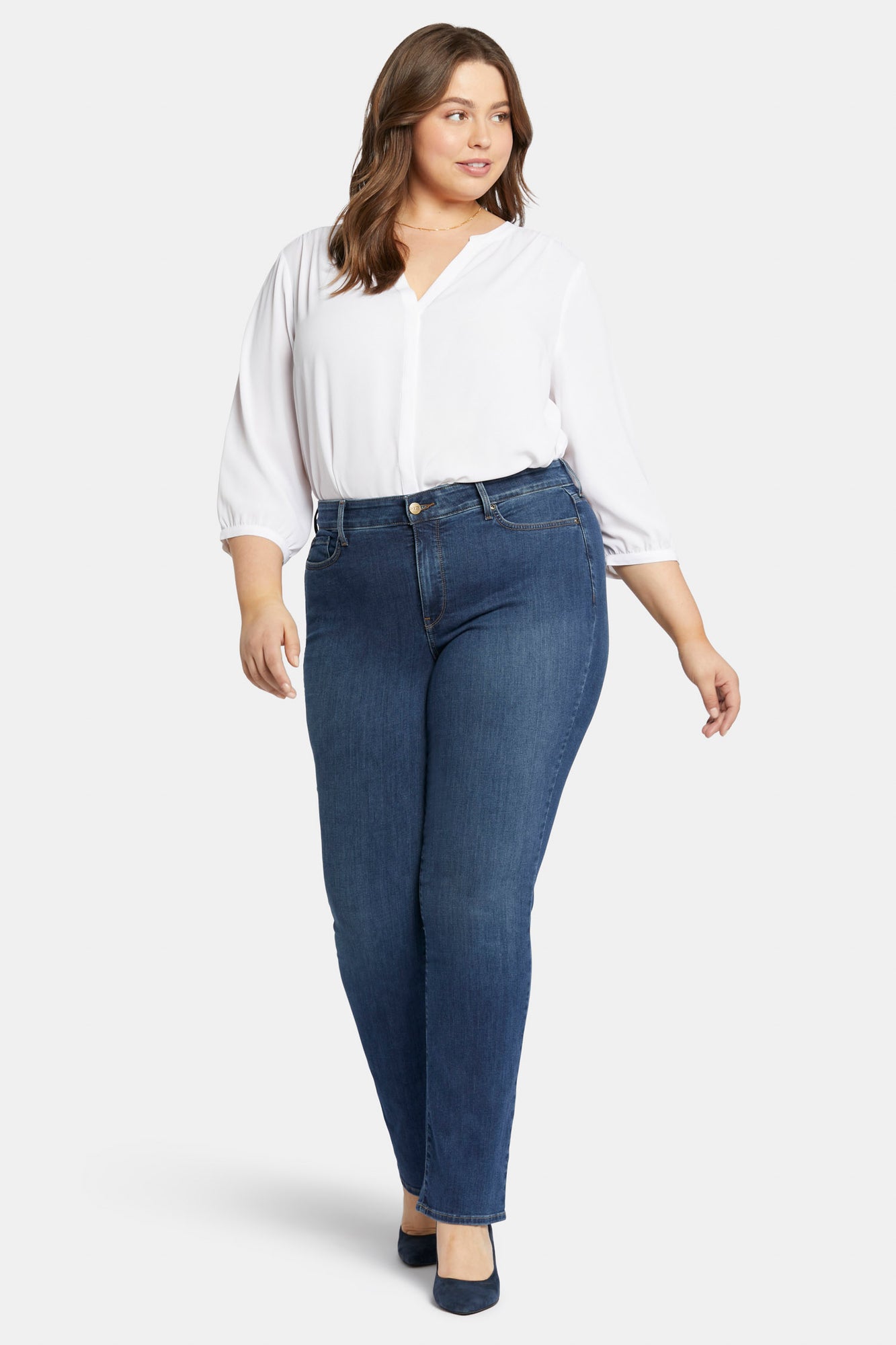 Marilyn Straight Jeans In Plus Size - Cooper Blue | NYDJ