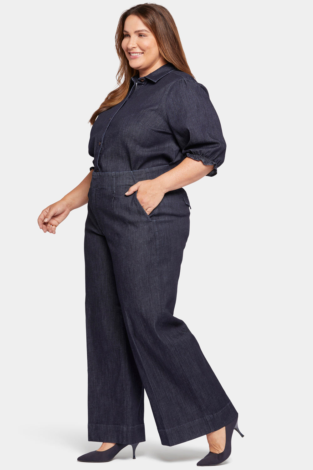 NYDJ Mona Wide Leg Trouser Jeans In Plus Size With High Rise - Lightweight Rinse