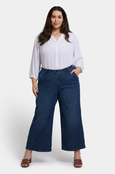 NYDJ Mona Wide Leg Trouser Ankle Jeans In Plus Size With High Rise - Ibiza Blues