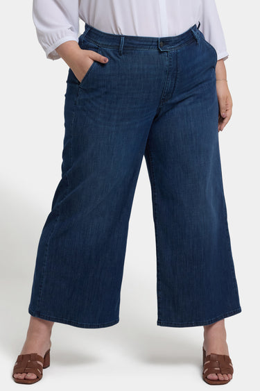 NYDJ Mona Wide Leg Trouser Ankle Jeans In Plus Size With High Rise - Ibiza Blues