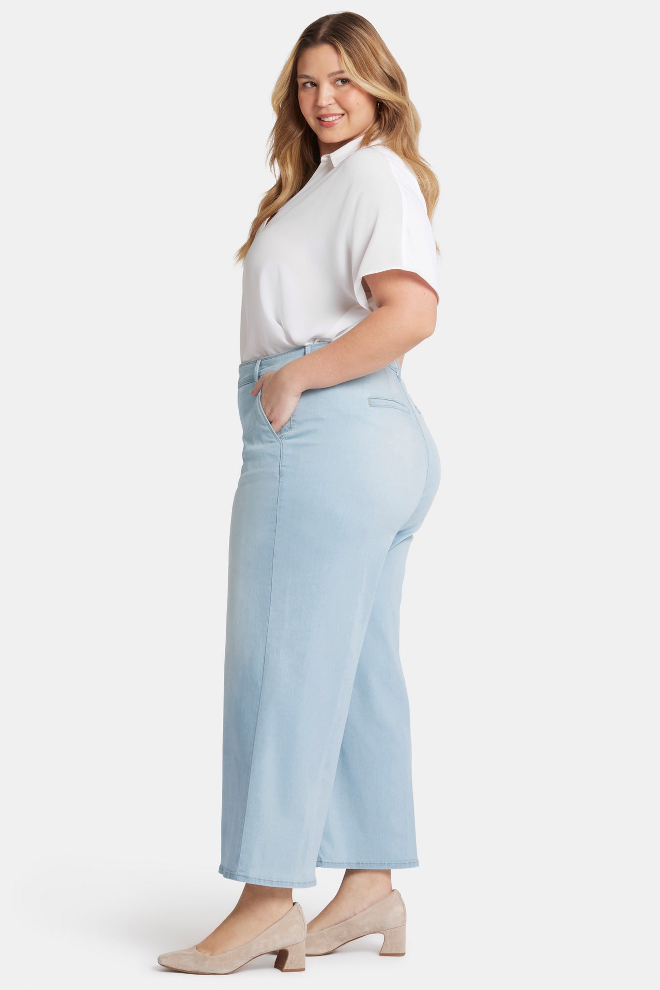 NYDJ Mona Wide Leg Trouser Ankle Jeans In Plus Size With High Rise  - Oceanfront