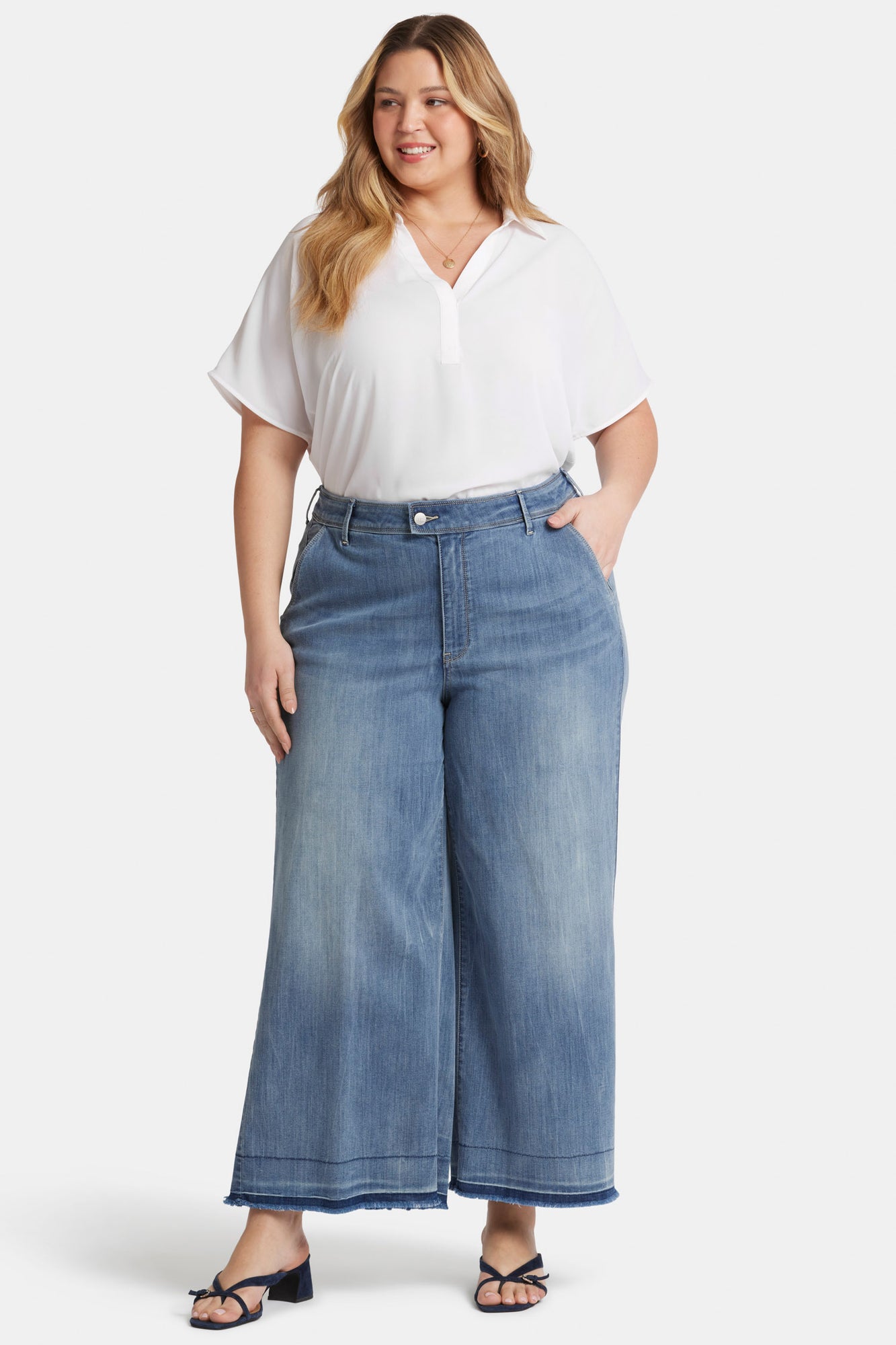 NYDJ Mona Wide Leg Trouser Ankle Jeans In Plus Size With High Rise  - State