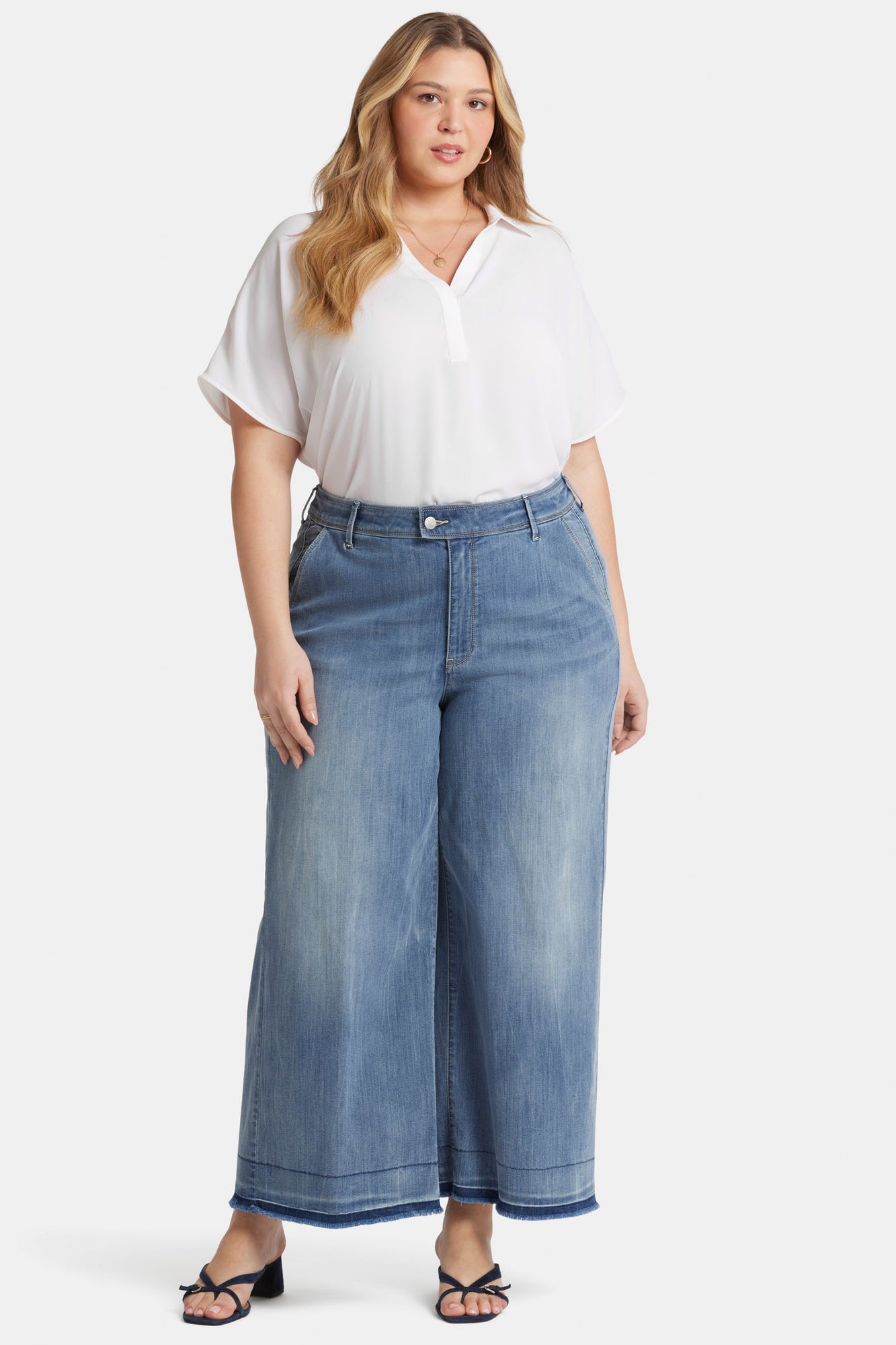 NYDJ Mona Wide Leg Trouser Ankle Jeans In Plus Size With High Rise  - State