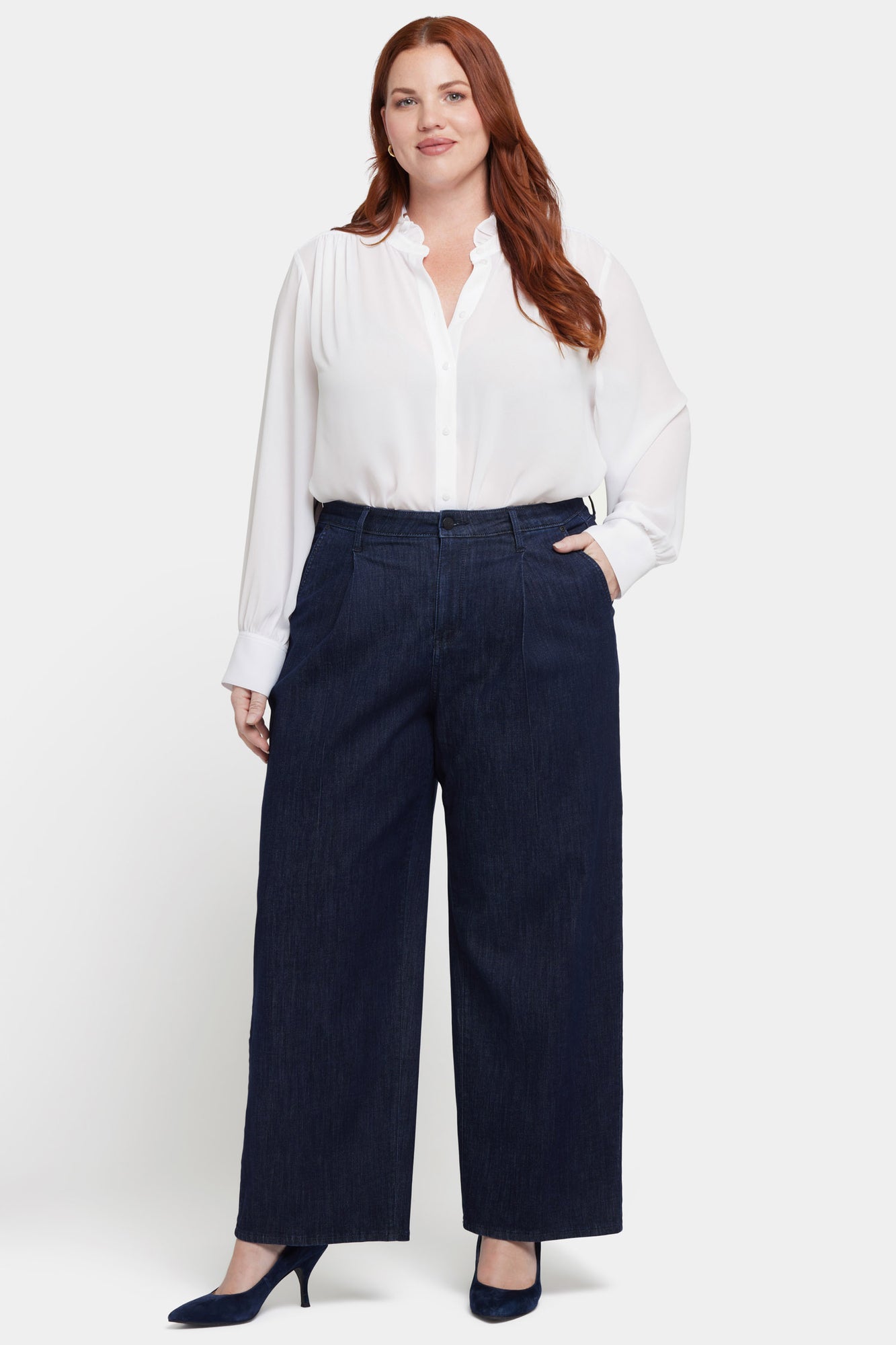 NYDJ Teresa Wide Leg Ankle Jeans In Plus Size With Pleats - Rinse