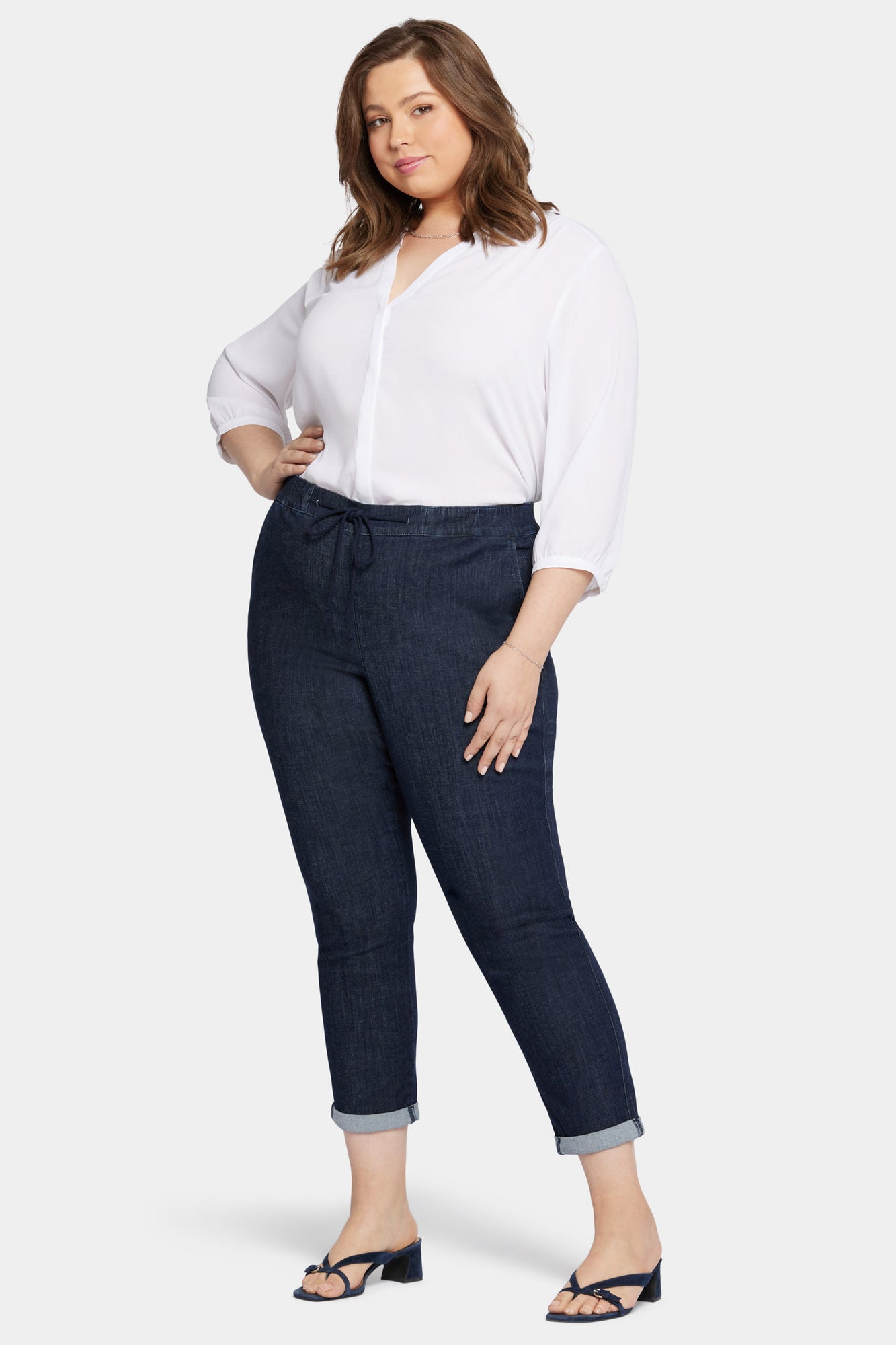 NYDJ Slim Jogger Ankle Pants In Plus Size With Roll Cuffs - Lightweight Rinse